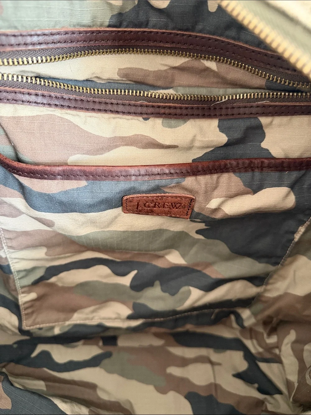 J CREW Camo Canvas Tote Bag - Military Green- distressed camo